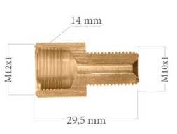 R-132L (Переходник М12х1 внутр./ М10х1 нар., L=29,5MM, S=14, латунь)